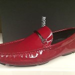Hugo Boss Drivio Men’s Loafers Mocassins Slip On Patent Leather Shoes Red