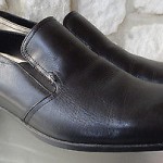SHARP HUGO BOSS ITALIAN MEN SHOES 12 M BLACK LEATHER LOAFERS SLIP ONS