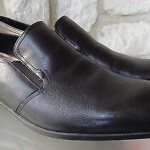 SHARP HUGO BOSS ITALIAN MEN SHOES 12 M BLACK LEATHER LOAFERS SLIP ONS