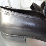 SHARP HUGO BOSS ITALIAN MEN SHOES 12 M BLACK LEATHER LOAFERS SLIP ONS