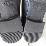 SHARP HUGO BOSS ITALIAN MEN SHOES 12 M BLACK LEATHER LOAFERS SLIP ONS
