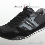 Mens DIESEL casual black / gray leather sneakers shoes sz. 9.5 M GREAT!