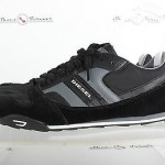 Mens DIESEL casual black / gray leather sneakers shoes sz. 9.5 M GREAT!