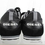 Mens DIESEL casual black / gray leather sneakers shoes sz. 9.5 M GREAT!