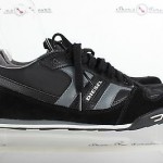 Mens DIESEL casual black / gray leather sneakers shoes sz. 9.5 M GREAT!