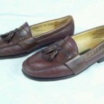 COLE HAAN men size 9D pinch tassel Brown Braided Leather loafers shoes