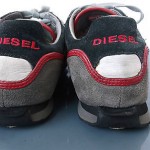 Diesel, White Black Gray Red Suede Leather Fashion Sneakers. Sz. 7.5 M