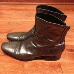 MEN’S DIESEL GUENO ANTHRACITE (GRAY) METALLIC LEATHER ANKLE BOOT, SZ 10.5 (EU44)