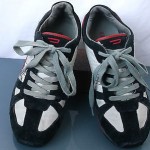 Diesel, White Black Gray Red Suede Leather Fashion Sneakers. Sz. 7.5 M