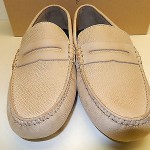 NEW COLE HAAN AIR GRANT SALT PEBBLE GRAIN LEATHER PENNY LOAFER DRIVING MOCS-9.5M