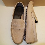 NEW COLE HAAN AIR GRANT SALT PEBBLE GRAIN LEATHER PENNY LOAFER DRIVING MOCS-9.5M
