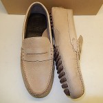 NEW COLE HAAN AIR GRANT SALT PEBBLE GRAIN LEATHER PENNY LOAFER DRIVING MOCS-9.5M