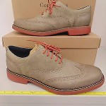 NIB COLE HAAN AIR GREAT JONES WINGTIP 2-TONE NUBUCK OXFORDS SUMMER KHAKI  BRICK