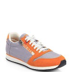 NIB DIESEL Jake Slocker S Flint Gray/Vermillion Orange Casual Shoes Men Size 10