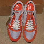 NIB DIESEL Jake Slocker S Flint Gray/Vermillion Orange Casual Shoes Men Size 10