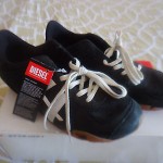 DIESEL BLACK LEATHER SHOES, SIZE 5, NEW!!