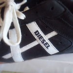 DIESEL BLACK LEATHER SHOES, SIZE 5, NEW!!