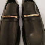New Men’s Boss Hugo Boss Metal Logo Black Shoes/Made In Italy