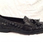 Mens shoes COLE HAAN Bragano Italy black woven leather tassle loafers sz 9.5 M