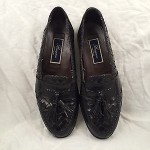 Mens shoes COLE HAAN Bragano Italy black woven leather tassle loafers sz 9.5 M