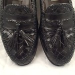 Mens shoes COLE HAAN Bragano Italy black woven leather tassle loafers sz 9.5 M