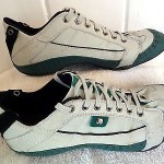 12 Diesel Gray Green Leather Nylon Mesh Lace Front Loafers Oxfords