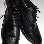 HUGO BOSS BLACK LEATHER WINGTIPS OXFORD  SHOES SZ 7 1/2 D
