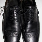 HUGO BOSS BLACK LEATHER WINGTIPS OXFORD  SHOES SZ 7 1/2 D