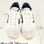 Mens DIESEL white / blue leather fashion sneakers shoes sz. 8 GREAT!