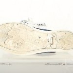 Mens DIESEL white / blue leather fashion sneakers shoes sz. 8 GREAT!