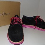 NIB Cole Haan LUNARGRAND Wingtip Sz 11.5 M Black Suede Pink Sidewalls Oxfords