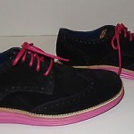 NIB Cole Haan LUNARGRAND Wingtip Sz 11.5 M Black Suede Pink Sidewalls Oxfords
