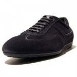 $330 Hugo Boss Black Label Leather Sneakers Navy Blue Mens 8 41 Shoes 7.5 41.5
