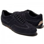$330 Hugo Boss Black Label Leather Sneakers Navy Blue Mens 8 41 Shoes 7.5 41.5