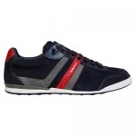 Hugo Boss Mens Akeen Blue Red Nylon & Suede Lace Up Sneakers Shoes
