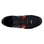Hugo Boss Mens Akeen Blue Red Nylon & Suede Lace Up Sneakers Shoes