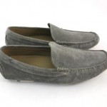 MEN’S BOSS HUGO BOSS GRAY SUEDE ROUNDED TOE DRIVING MOCCASINS  SHOES