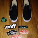Vans Slip-Ons (8.5M) – Worn Once! – Dirtbag Footbag + Skateboard Stickers Bundle