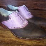 Men’s Cole Haan Saddle Shoes Brown With With Light Purple 10.5 M
