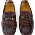 Men’s COLE HAAN Crocodile Print Leather Horsebit Loafers Shoes Size 9 M Brown