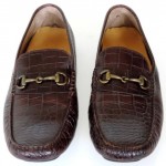 Men’s COLE HAAN Crocodile Print Leather Horsebit Loafers Shoes Size 9 M Brown
