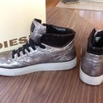 diesel Invasion Top Mens Shoes US 12 Silver Sneakers Tennis High tops Diesel