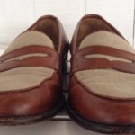 COLE HAAN BRAGANO Italy Mens Leather Brown With Tan Fabric Loafers Sz 9.5D