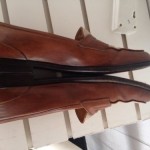 COLE HAAN BRAGANO Italy Mens Leather Brown With Tan Fabric Loafers Sz 9.5D