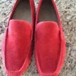 new red suede Hugo Boss mocassin/loafer Shoes sz. 9 (UK 8)