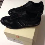 NIB Hugo Boss Orange Men’s Kempton Black/Silver Leather/Canvas Sneak