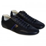 Hugo Boss Mens Thatoz Blue  Leather & Nylon Lace Up Sneakers Shoes