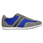 Hugo Boss Mens Stiven Gray Blue Suede & Nylon Lace Up Sneakers Shoes