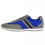 Hugo Boss Mens Stiven Gray Blue Suede & Nylon Lace Up Sneakers Shoes