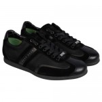Hugo Boss Mens Stiven Black  Suede & Nylon Lace Up Sneakers Shoes